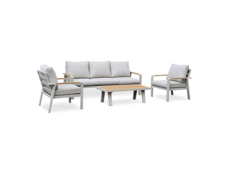Lola stoel-bank loungeset 5 personen | aluminium + polywood | beige | 5-delig