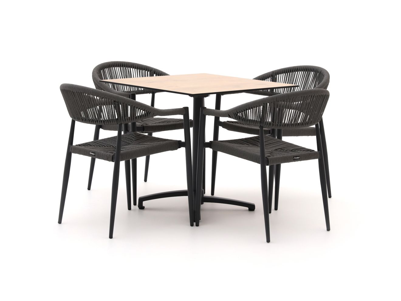 manifesto belpasso/canzo 80cm dining tuinset 5 delig stapelbaar inklapbaar laagste prijsgarantie!