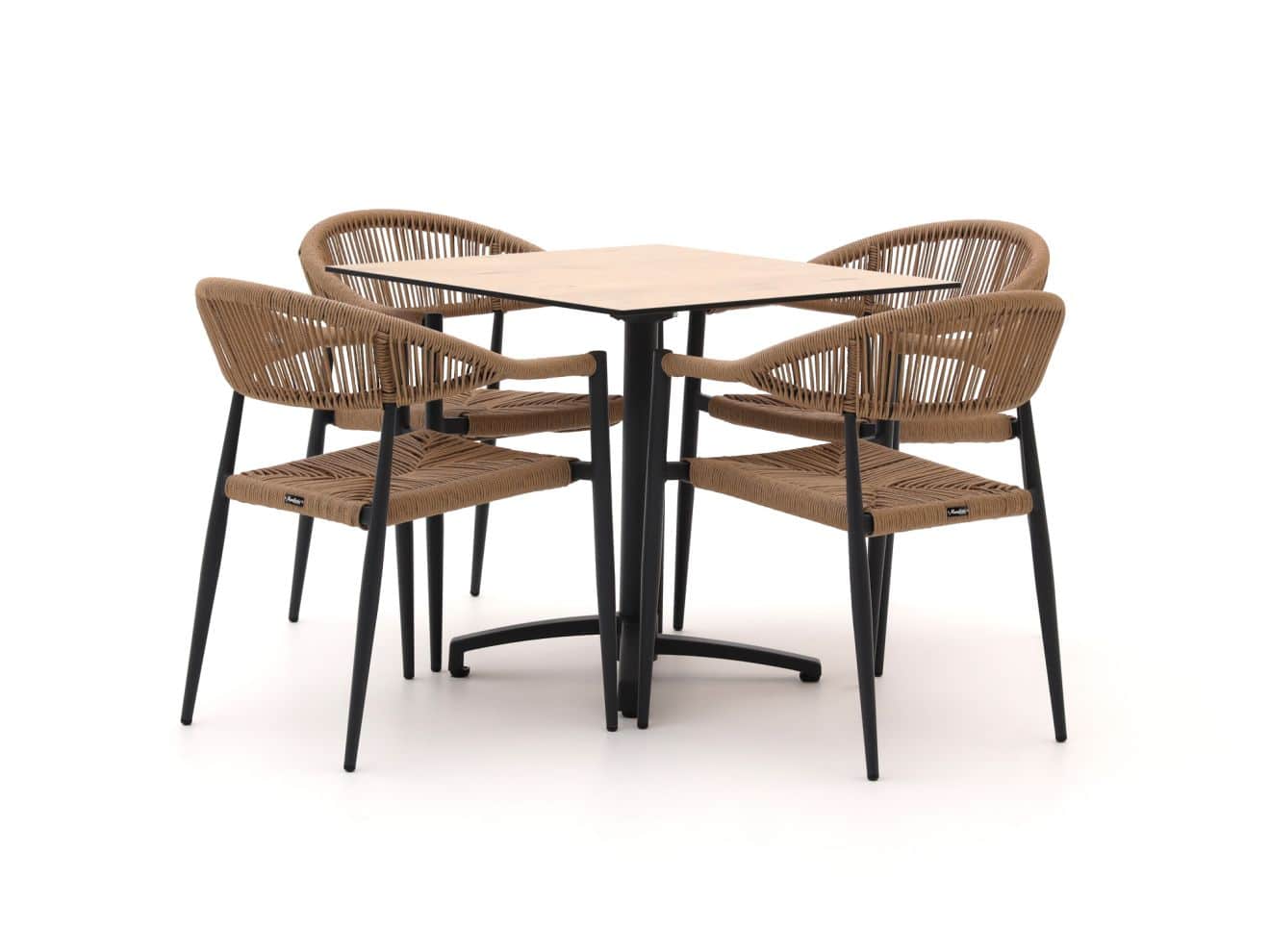 manifesto belpasso/canzo 80cm dining tuinset 5 delig stapelbaar inklapbaar laagste prijsgarantie!