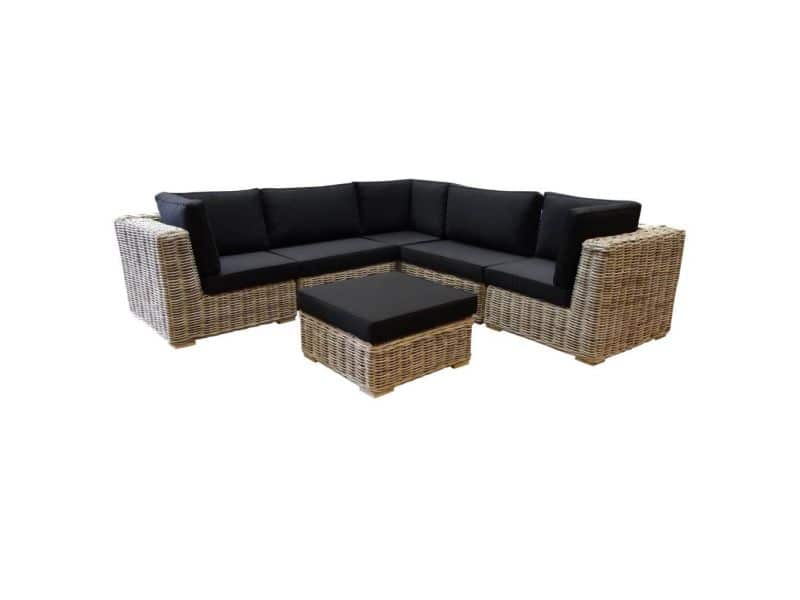 Nissah modulair hoek loungeset 6-delig naturel rotan