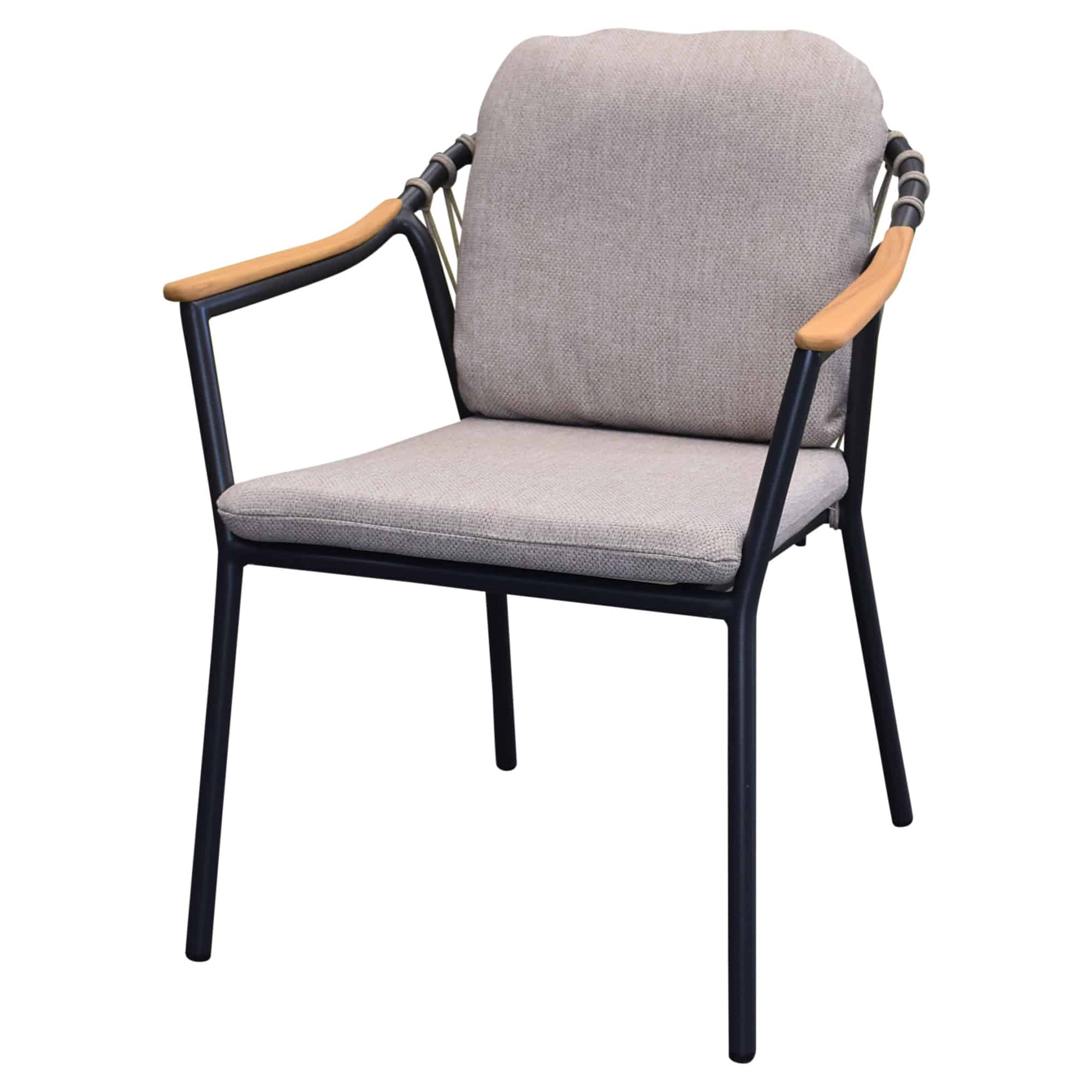 nova dining tuinstoel met teak armleuning antraciet stapelbaar