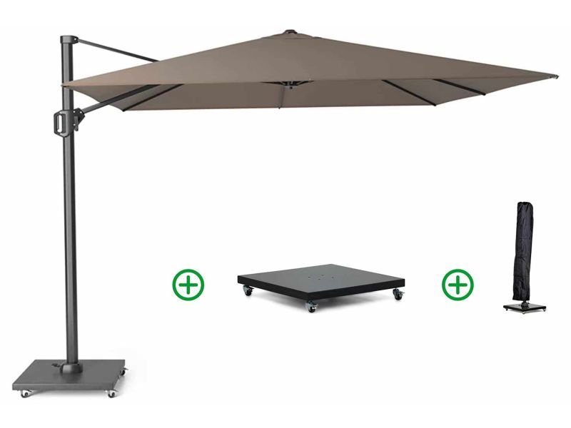 Platinum Challenger zweefparasol 3x3m T2 premium (incl. voet en hoes) havana