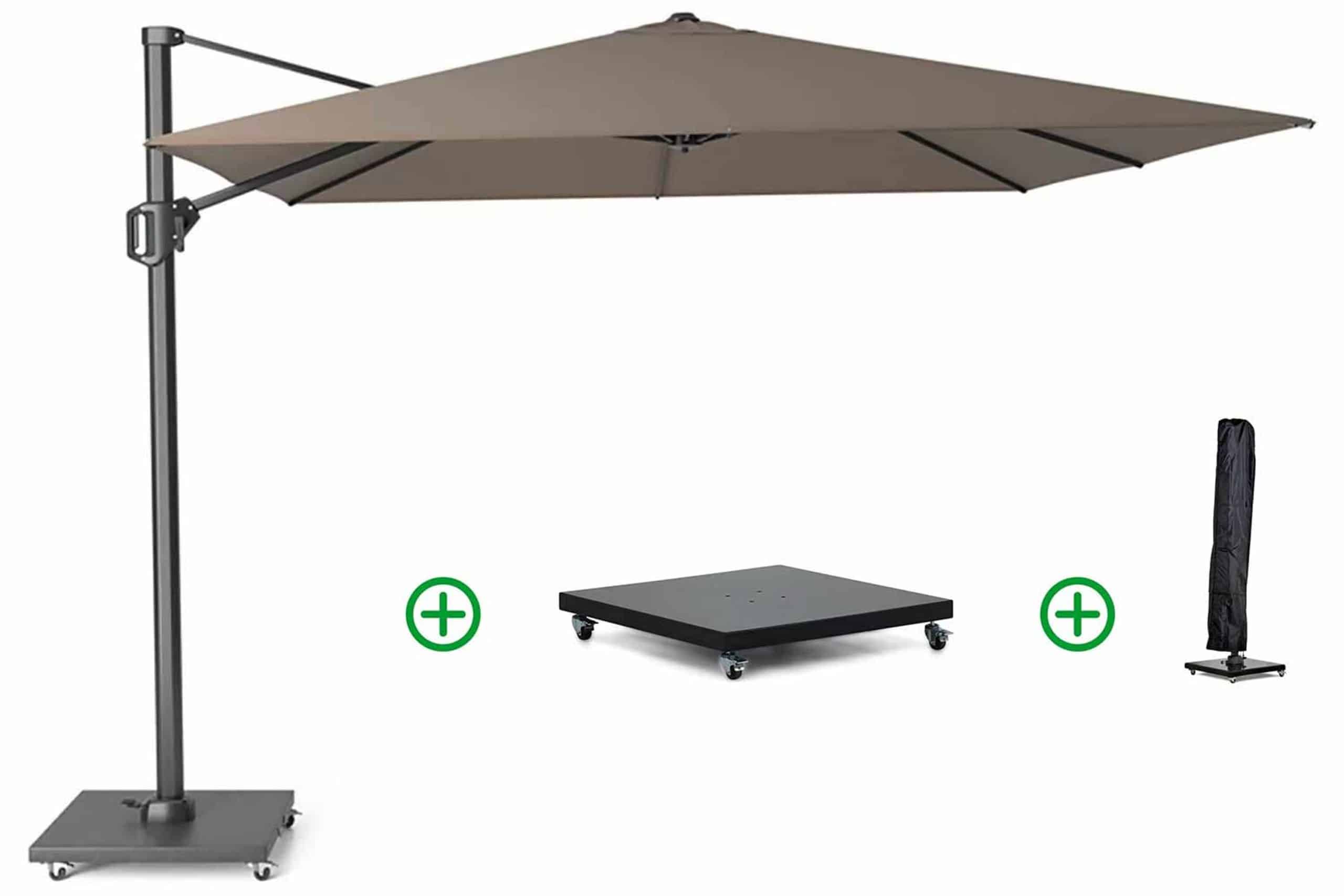 platinum challenger zweefparasol 3x3m t2 premium (incl. voet en hoes) havana