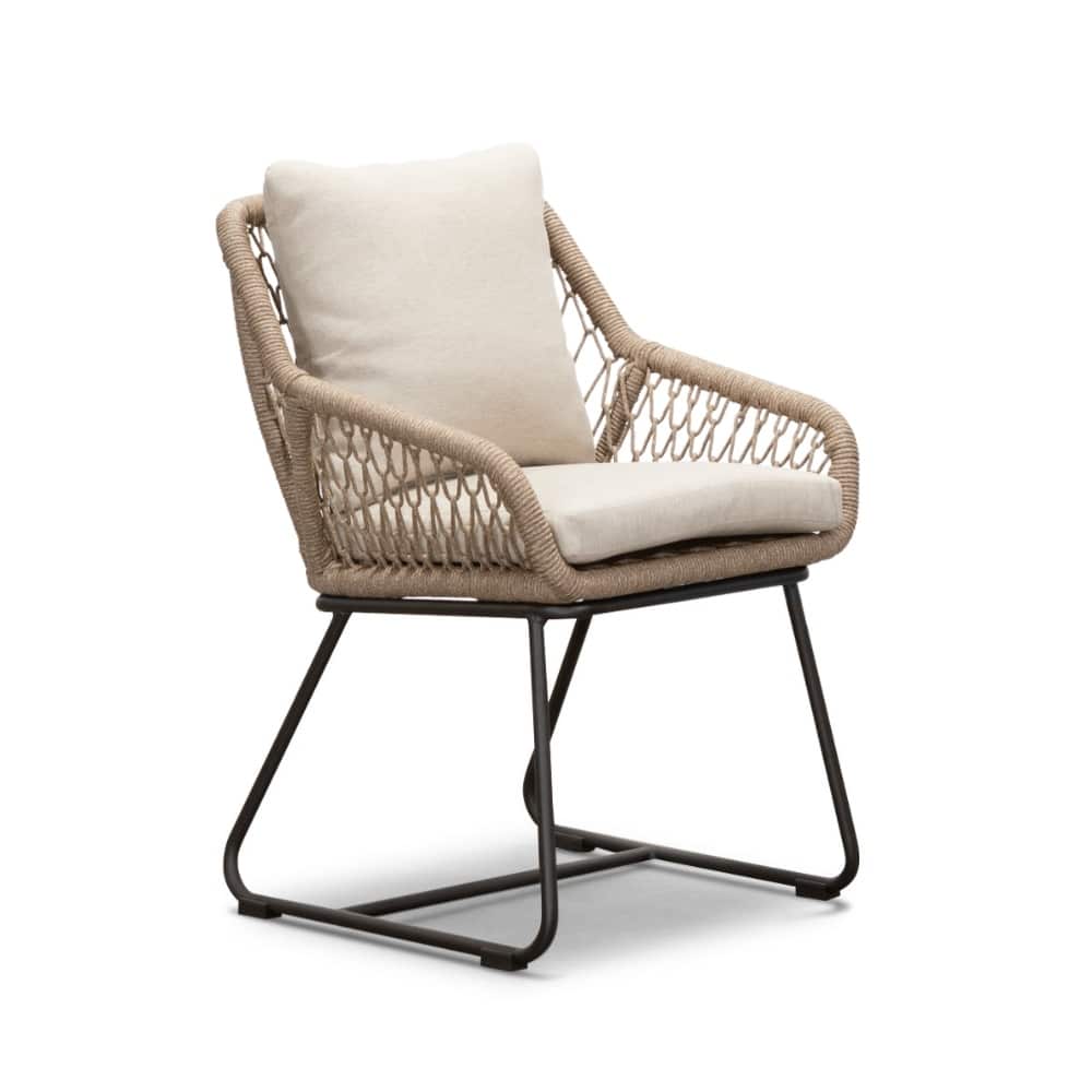 portofino dining tuinstoel | touw + aluminium | sahara dust