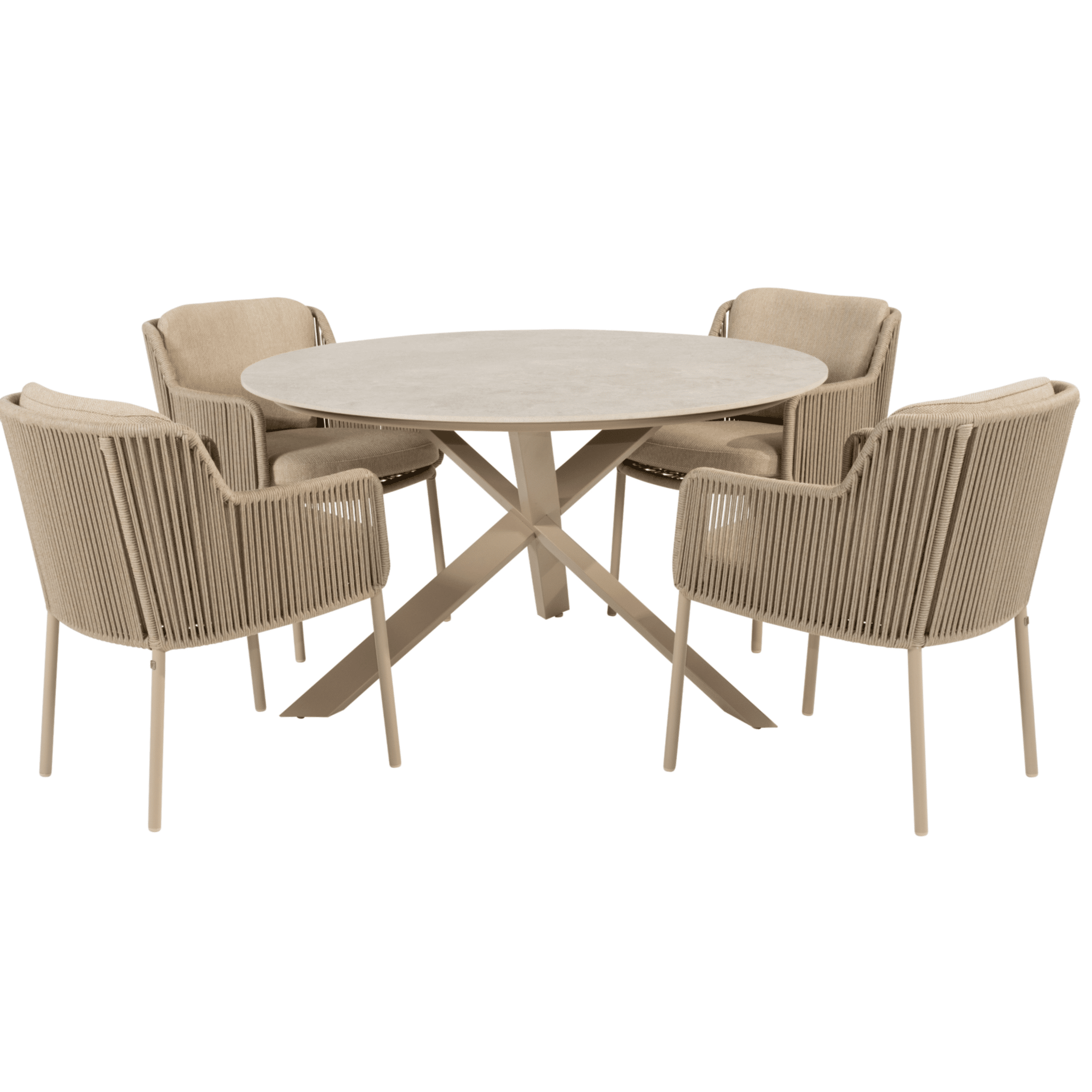 prado bernini dining tuinset 130xh75 cm rond 5 delig keramiek latte 4 seasons outdoor