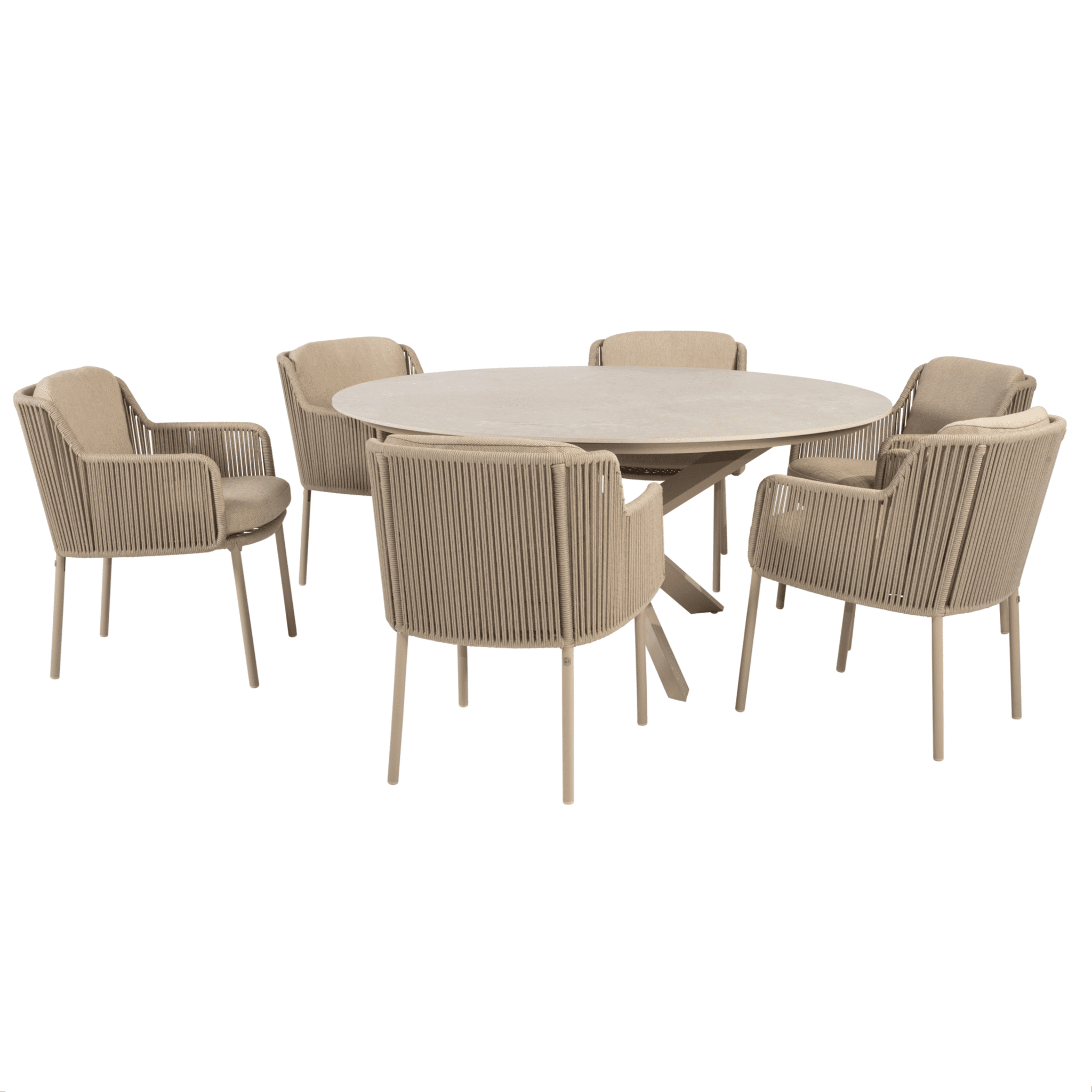 prado bernini dining tuinset 160xh75 cm rond 7 delig keramiek latte 4 seasons outdoor