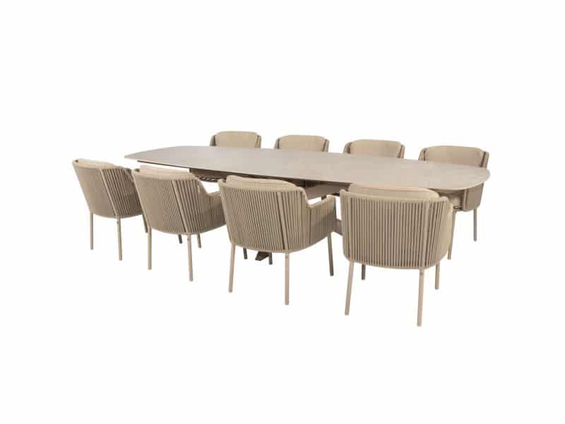 Prado Bernini dining tuinset 300x110xH75 cm 9 delig keramiek latte 4 Seasons Outdoor