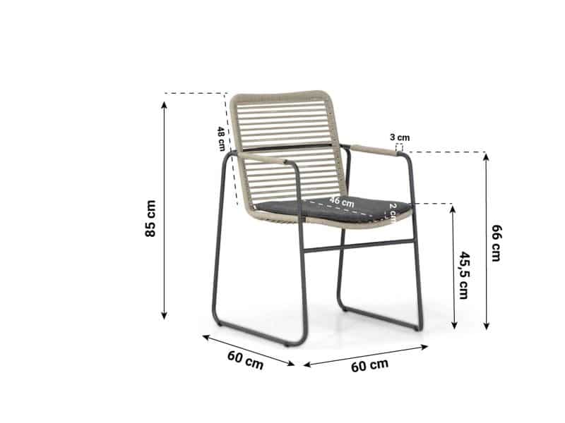 Taste Elba dining tuinstoel stapelbaar taupe (1 stuk)