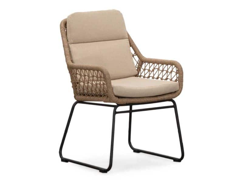 Valencia dining tuinstoel | touw + aluminium | Sahara Dust