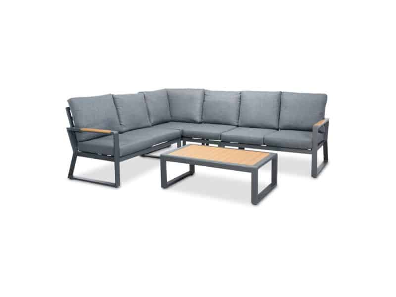 Vancouver hoek loungeset 5 personen | aluminium + polywood | antraciet | 5-delig - 270x210cm