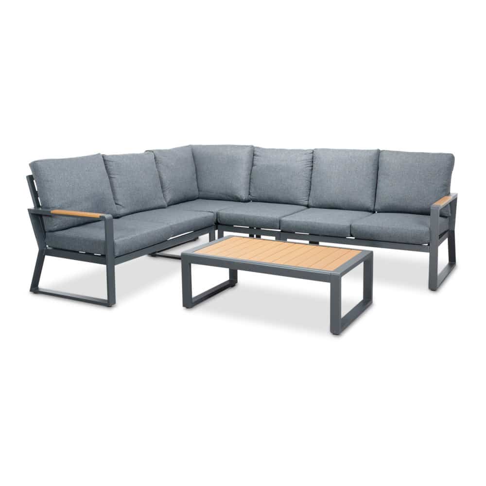 vancouver hoek loungeset 5 personen | aluminium + polywood | antraciet | 5 delig 270x210cm