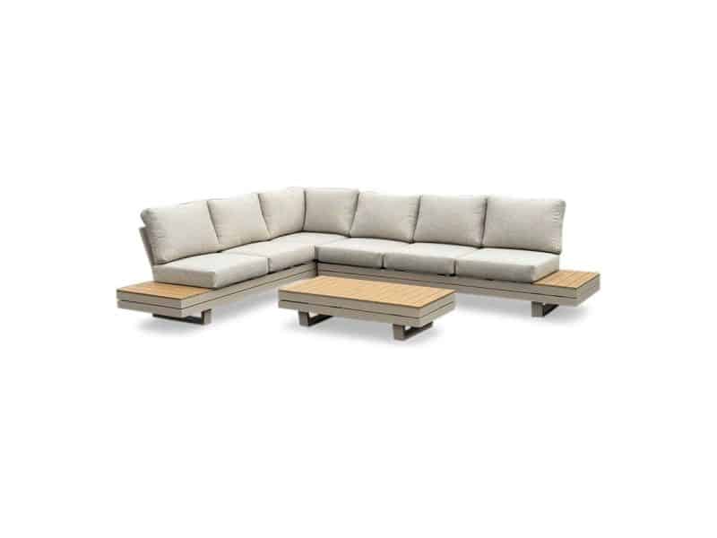 Vegas hoek loungeset-links 6 personen | aluminium + polywood | beige | 4-delig - 311x230cm