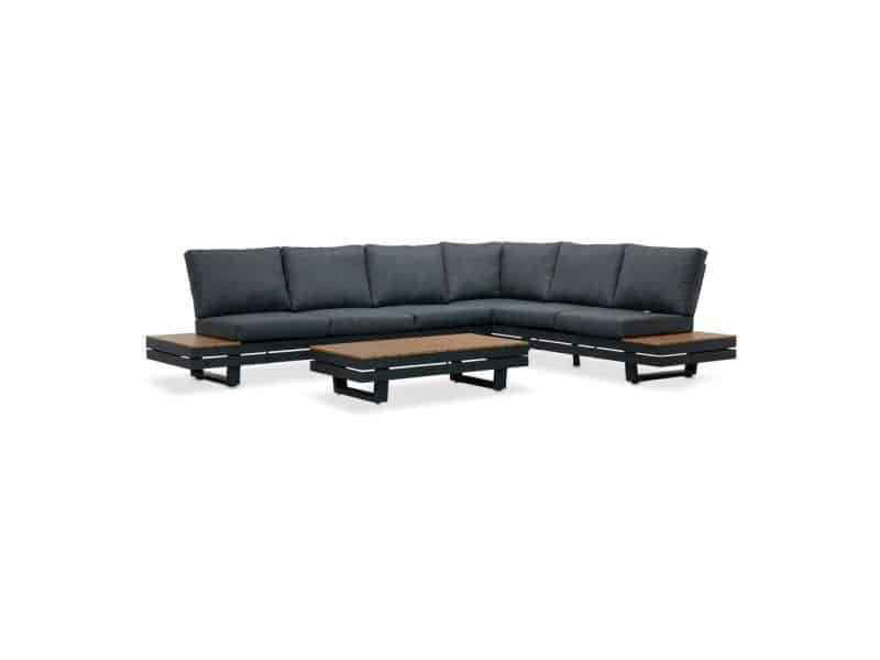 Vegas hoek loungeset-rechts 6 personen | aluminium + polywood | antraciet | 4-delig - 311x230cm