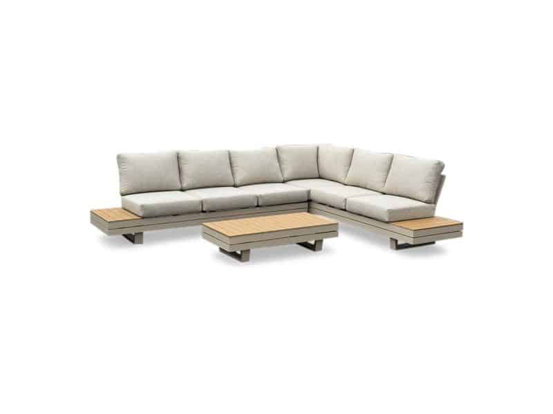 Vegas hoek loungeset-rechts 6 personen | aluminium + polywood | beige | 4-delig - 311x230cm