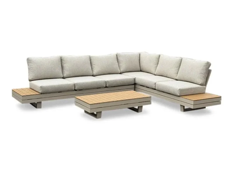 Vegas hoek loungeset-rechts 6 personen | aluminium + polywood | beige | 4-delig - 311x230cm