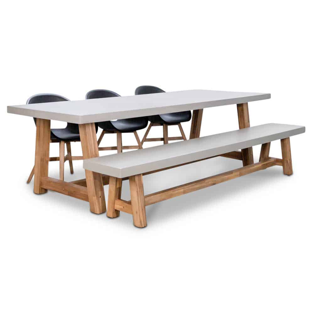 veltis/karlstad zwart stoel bank dining tuinset | 6 personen | betonlook + kunststof | 250cm