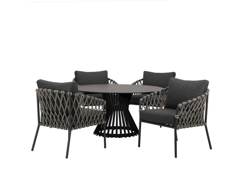 Amalfi Pasadena low dining tuinset 5 delig antraciet