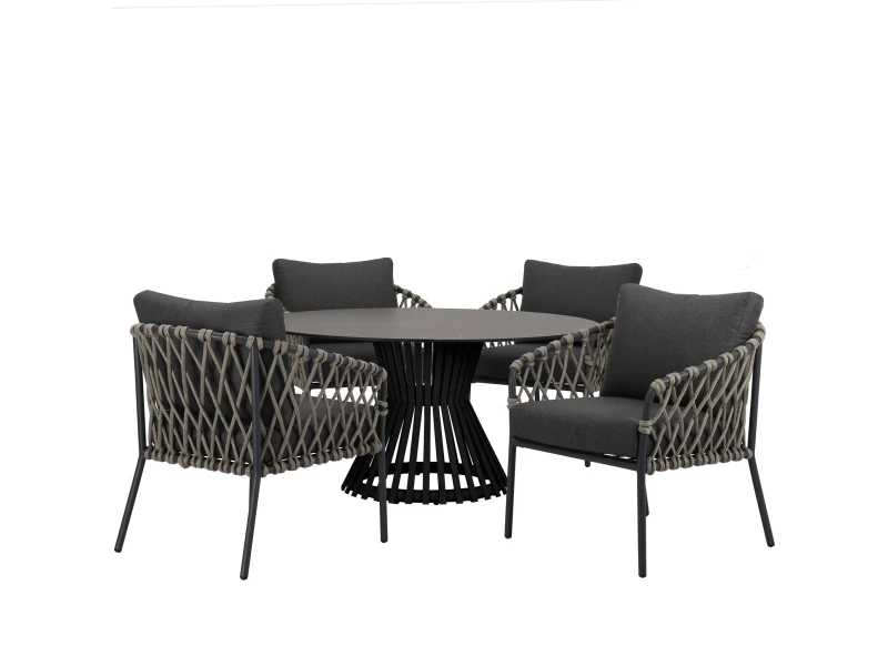 Amalfi Pasadena low dining tuinset 5 delig antraciet
