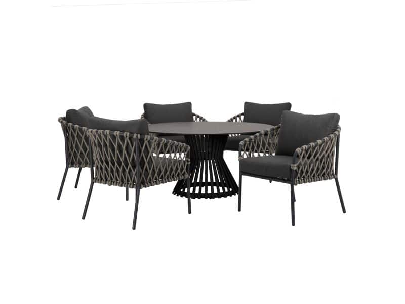 Amalfi Pasadena low dining tuinset 6 delig antraciet
