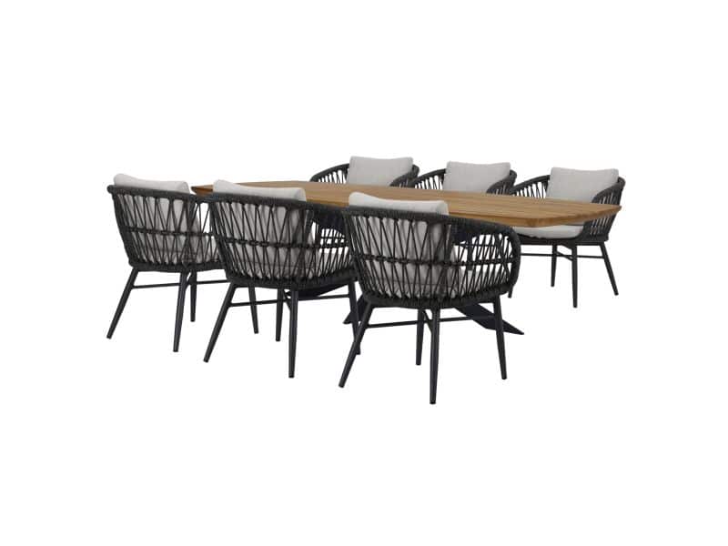 Arezzo Lido dining tuinset 240x110xH75 cm 7 delig antraciet