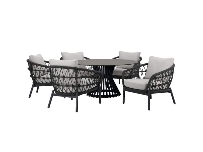 Arezzo Pasadena low dining tuinset 140xH69 cm 6 delig antraciet
