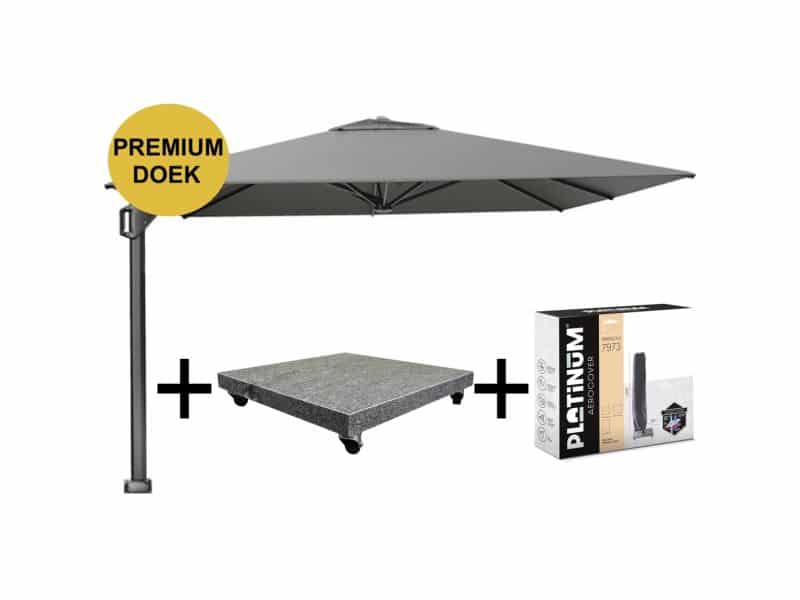 Beaufort premium zweefparasol 320x320 cm Manhattan met parasolvoet 120kg en hoes