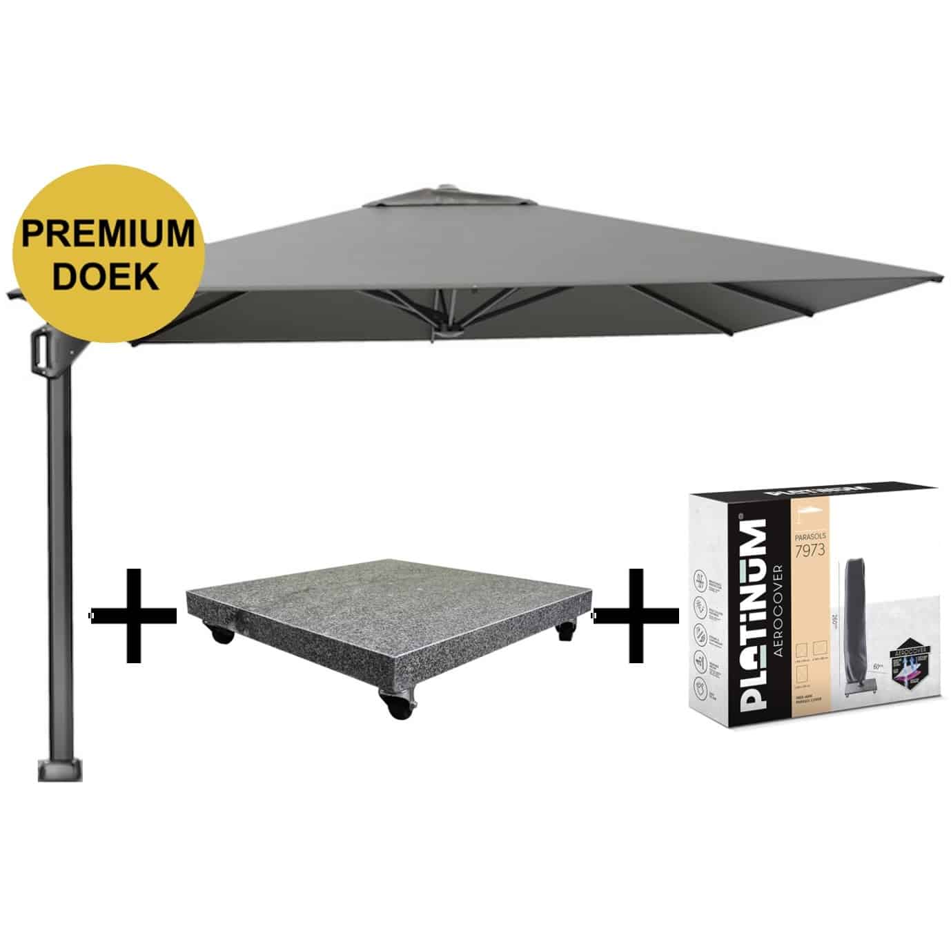 beaufort premium zweefparasol 320×320 cm manhattan met parasolvoet 120kg en hoes