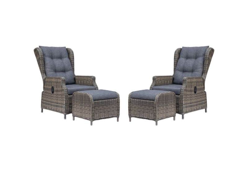 Belfort lounge balkonset - verstelbaar 2 personen | wicker | Kobo Grey | 4-delig