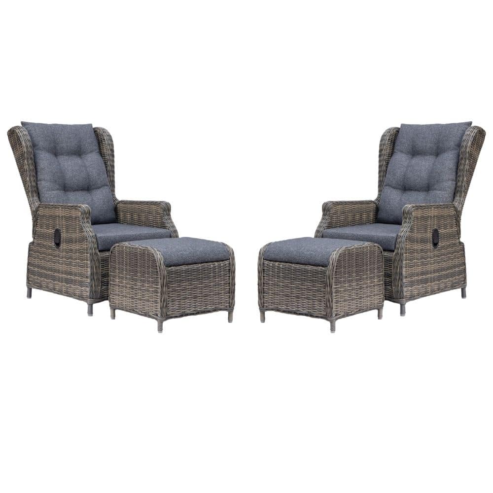 belfort lounge balkonset verstelbaar 2 personen | wicker | kobo grey | 4 delig