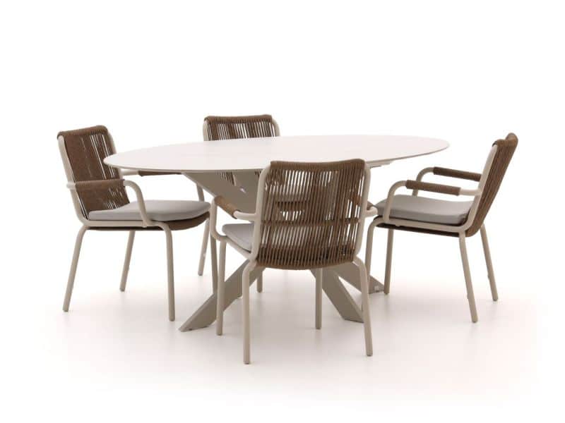 Bellagio Caronia/Furato ellips 200cm dining tuinset 5-delig stapelbaar - Laagste prijsgarantie!