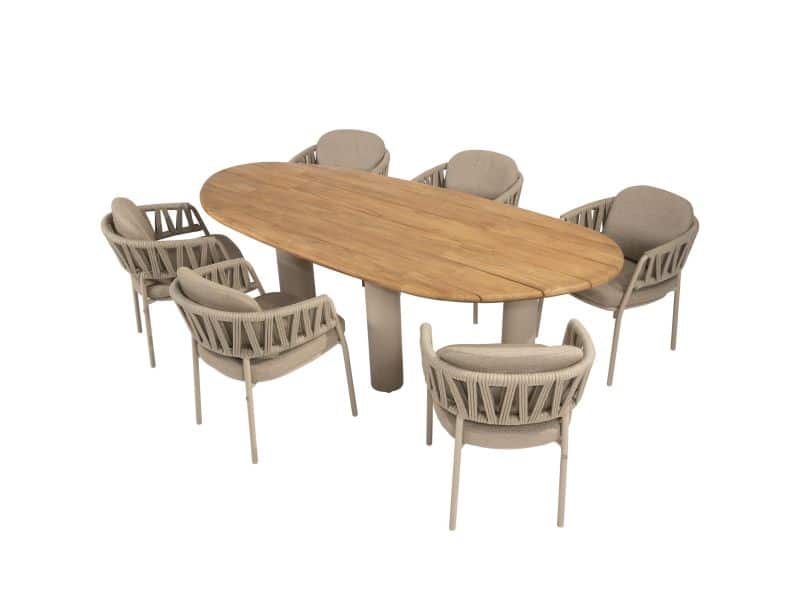 Calma Estate dining tuinset 240x105xH75 cm 7 delig latte teak Taste 4SO