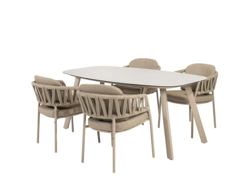 Calma Manolo dining tuinset 180x95xH75 cm 5 delig latte keramiek Taste 4SO