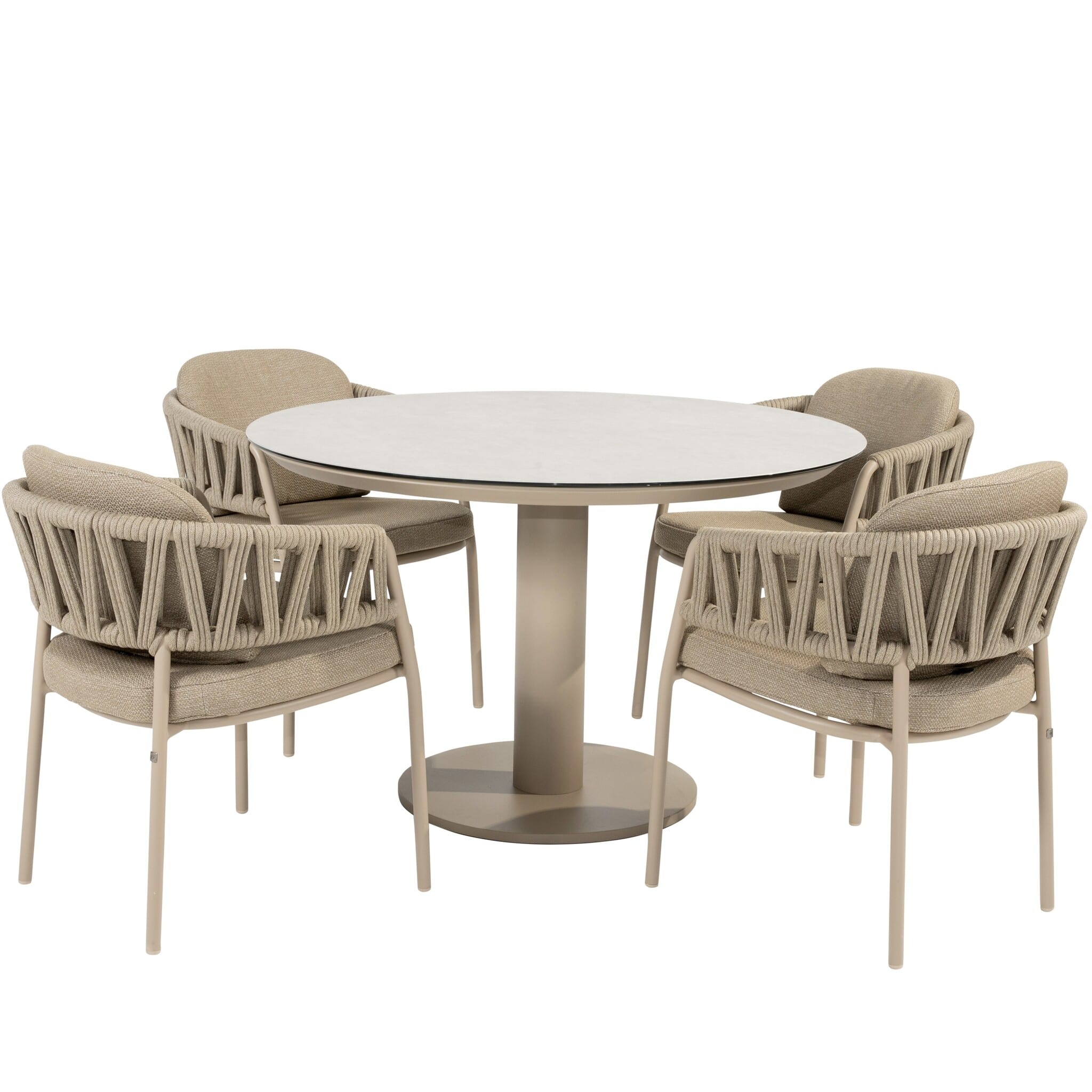 calma sarah dining tuinset 120xh75 cm rond 5 delig keramiek latte taste 4so