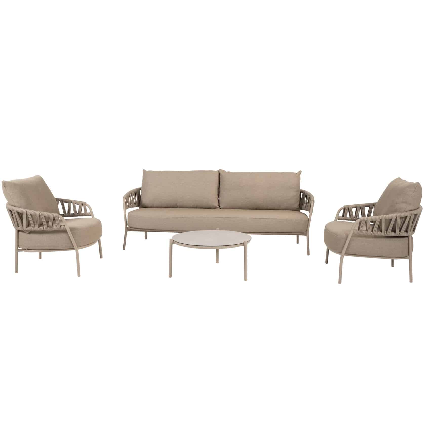 calma stoel bank loungeset 4 delig rope latte taste 4so