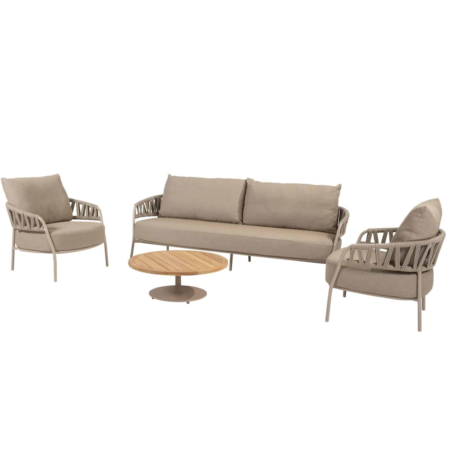 calma stoel bank loungeset 4 delig rope latte taste 4so