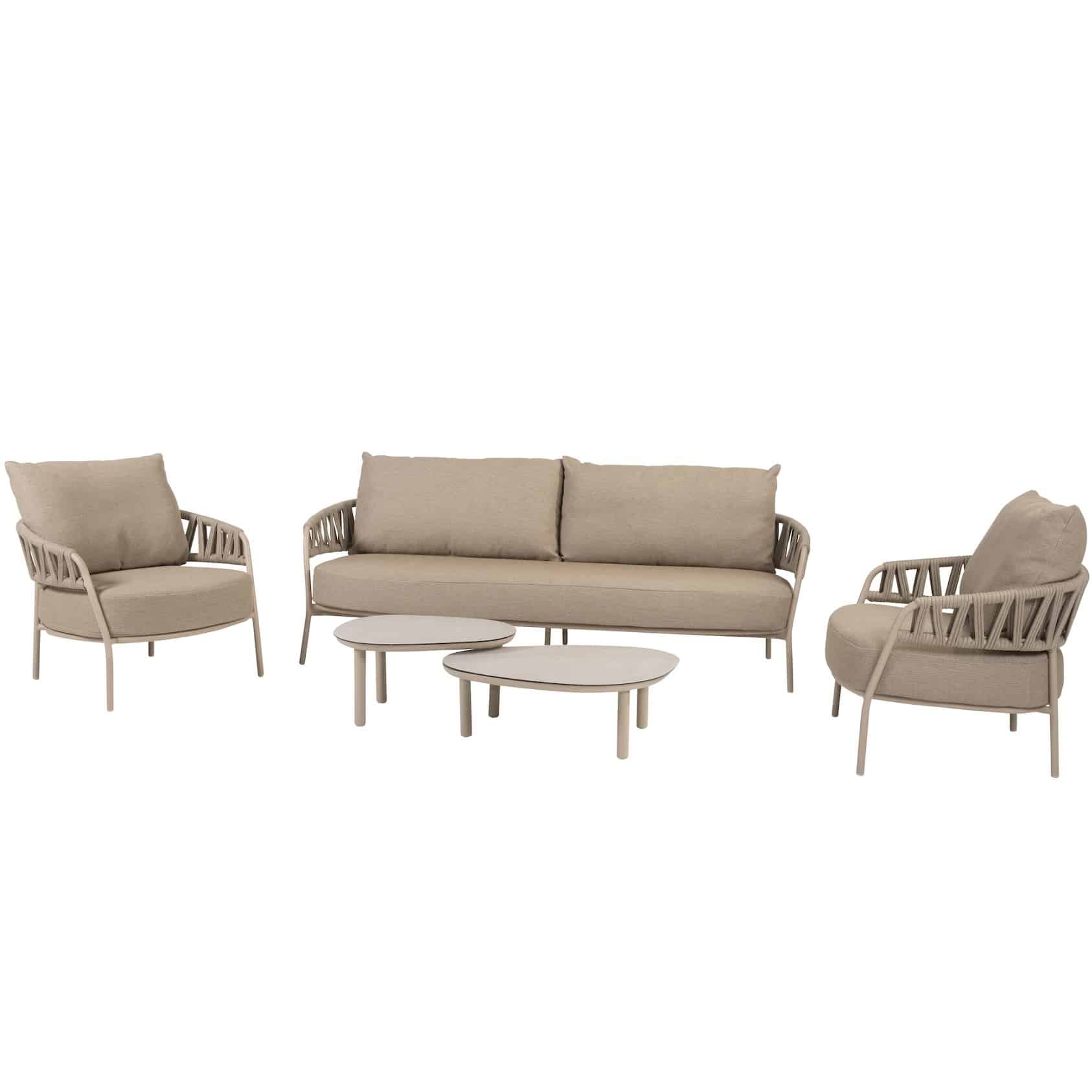 calma stoel bank loungeset 5 delig rope latte taste 4so