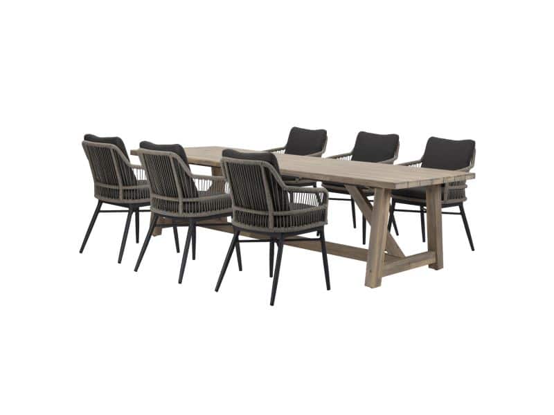 Catania Ravello dining tuinset 250x100xH76 cm 7 delig rope