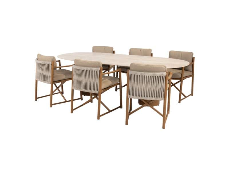 Colorado Marina dining tuinset 240x105xH75 cm 7 delig keramiek amber 4 Seasons Outdoor