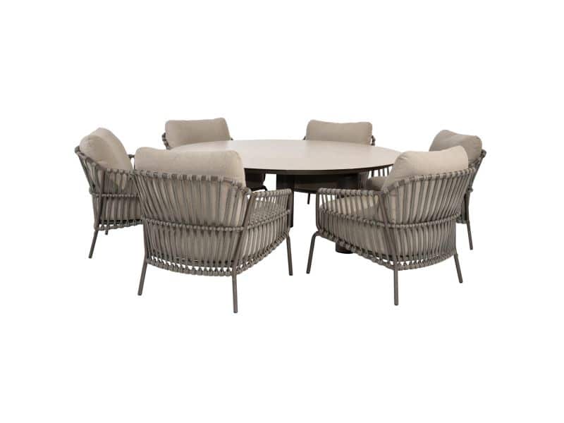 Donato Capalbio low dining tuinset 160xH69 cm rond 7 delig terre 4 Seasons Outdoor