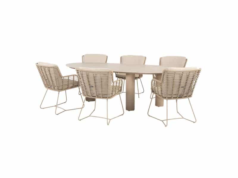 Estate Fabrice dining tuinset 240x105xH75 cm 7 delig keramiek latte 4 Seasons Outdoor