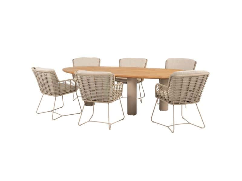 Estate Fabrice dining tuinset 240x105xH75 cm 7 delig teak latte 4 Seasons Outdoor