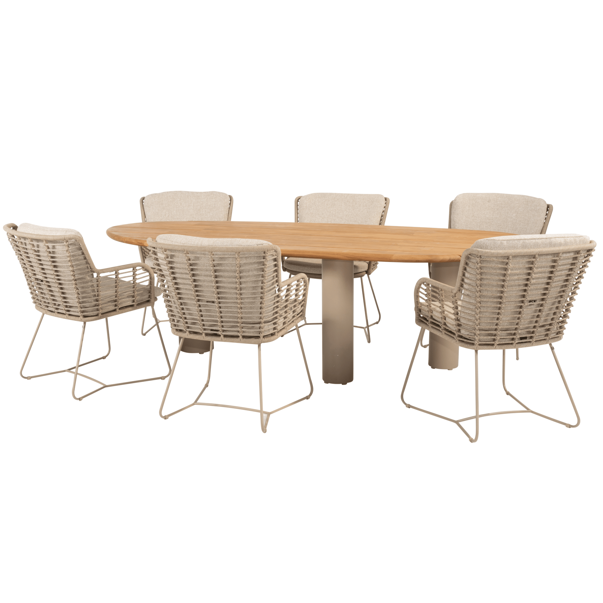 estate fabrice dining tuinset 240x105xh75 cm 7 delig teak latte 4 seasons outdoor