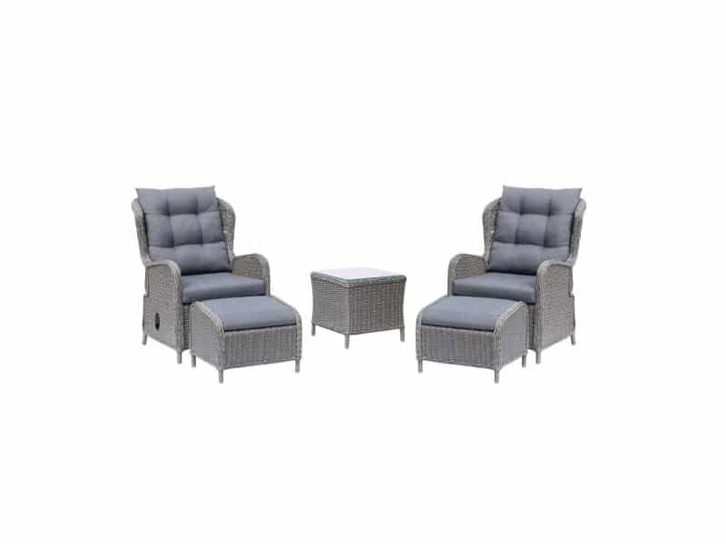 Glasgow lounge balkonset 2 personen | wicker + aluminium | Blended Grey | 5-delig