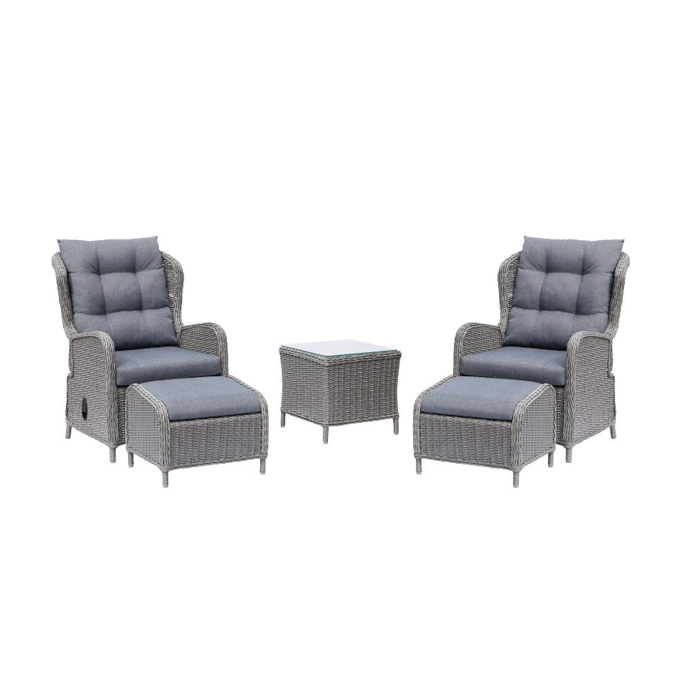 glasgow lounge balkonset 2 personen | wicker + aluminium | blended grey | 5 delig