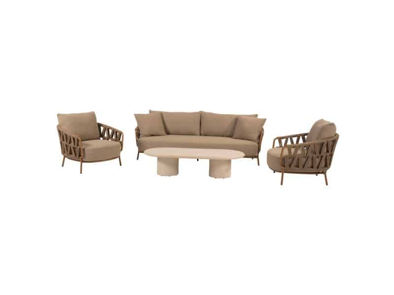 Hampton Biarritz stoel bank loungeset 4 delig amber 4 Seasons Outdoor