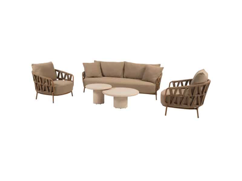 Hampton Biarritz stoel bank loungeset 5 delig amber 4 Seasons Outdoor