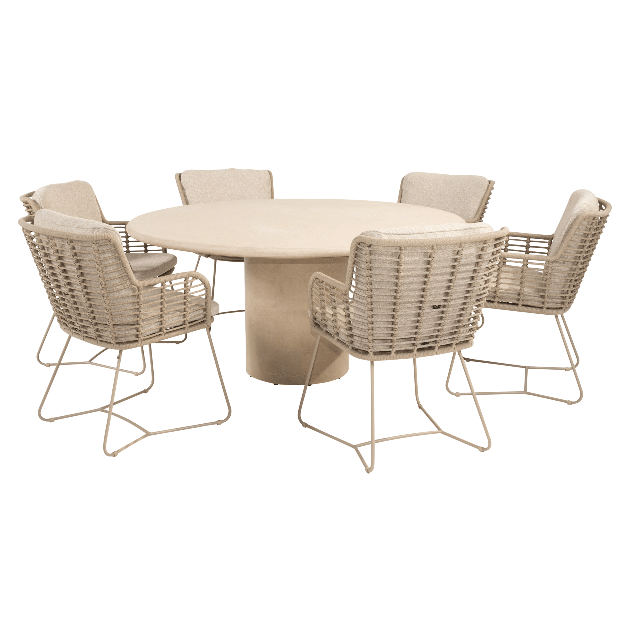 hampton fabrice dining tuinset 160xh75 cm 7 delig rond mortex latte 4 seasons outdoor