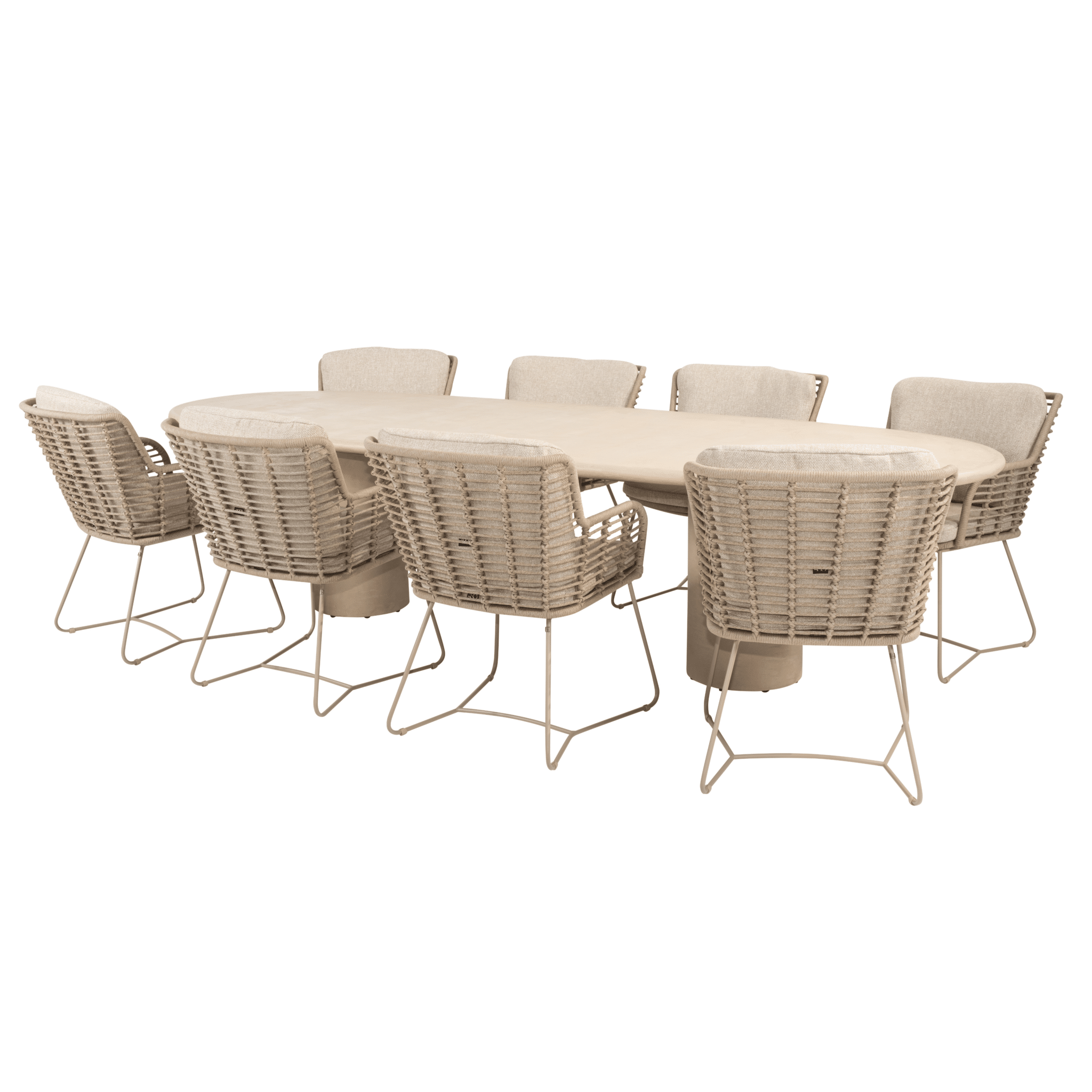 hampton fabrice dining tuinset 300x110xh75 cm 9 delig mortex latte 4 seasons outdoor