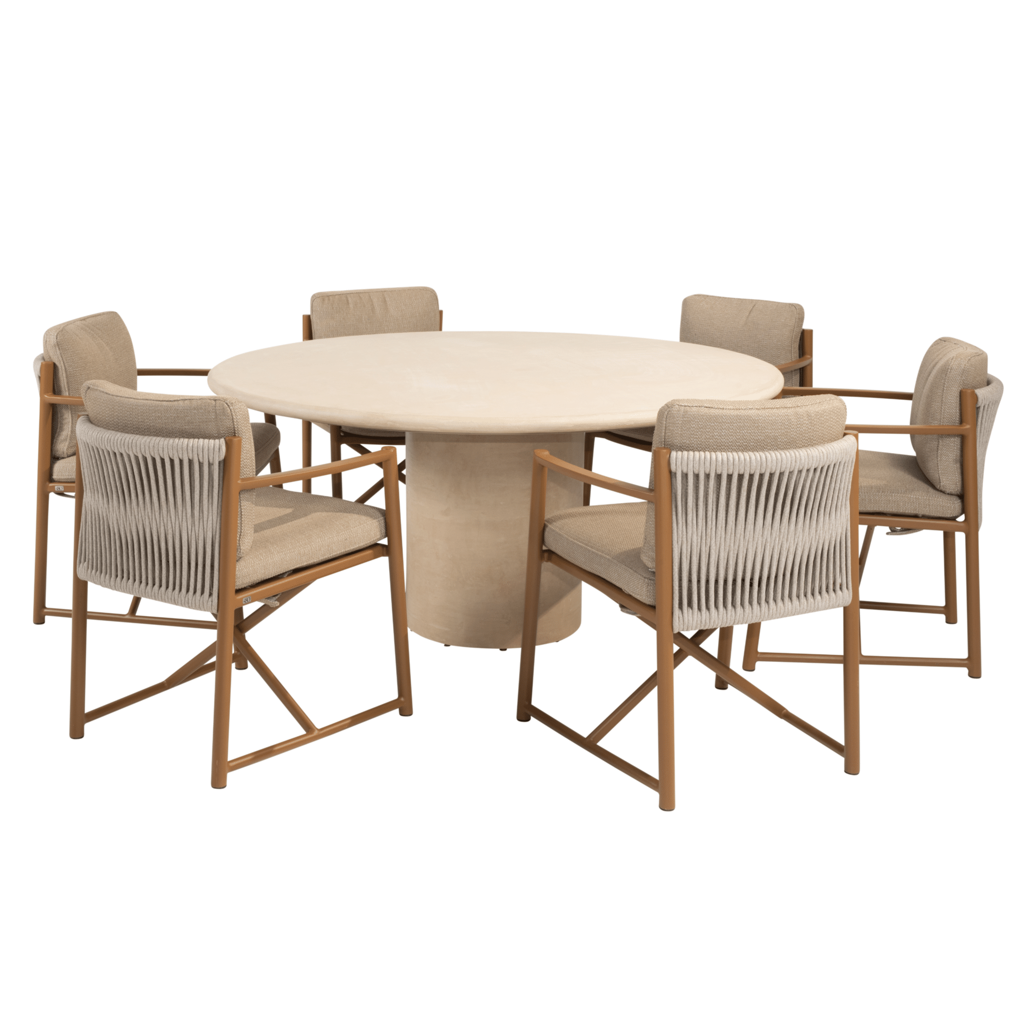 hampton marina dining tuinset 160xh75 cm rond 7 delig mortex amber 4 seasons outdoor