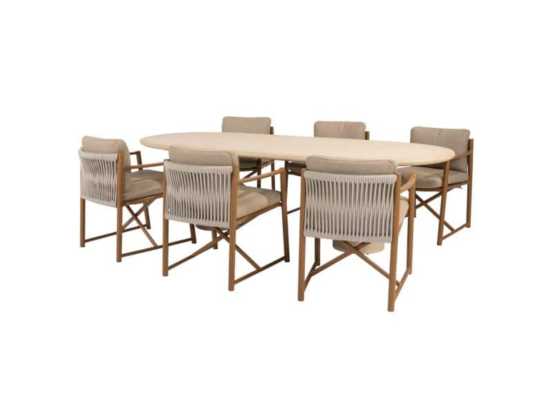 Hampton Marina dining tuinset 240x105xH75 cm 7 delig mortex amber 4 Seasons Outdoor